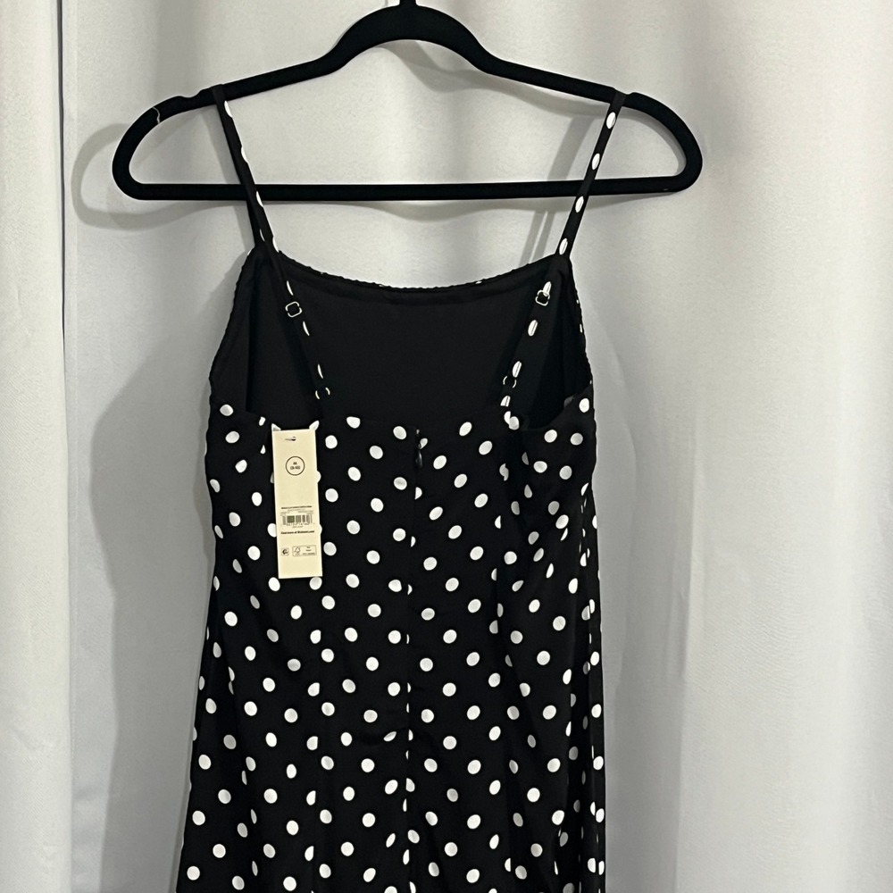 No Boundaries Maxi Slip Dress Women M Black White Polka Dot Retro Rockabilly 90s - Picture 11 of 15